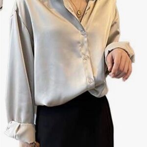 Elegant Women's Satin Blouse - white